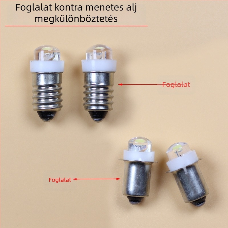 Vintage bőr borítású zseblámpa izzó E14-es foglalattal, kompatibil 2.4V/3.6V/4.5V/6V, LED kis fényforrás, nagy fényerő, vészvilágítás