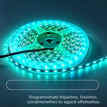 5 mm programozható RGB LED-szalag folyó gradiens effektusokkal autó hangulatvilágításhoz, 5V