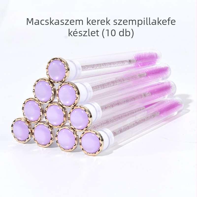 Macska szem formájú szempillafésű négylevelű lóhere mintával, átlátszó tubus, cserélhető szempillafésű, spirális sminkecset szempillák hosszabbításához