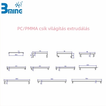 PC/PMMA lineáris lámpabúra extrudálás, egyedi profilok különböző méretek