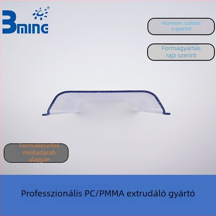 PC extrudált lámpabura, átlátszó, U-alakú fedél, 65 mm méret, 1,2 mm vastagság, modell BM-013
