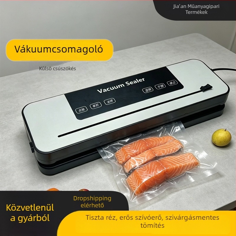 Kompakt háztartási vákuumzáró készülék száraz és nedves élelmiszerekhez