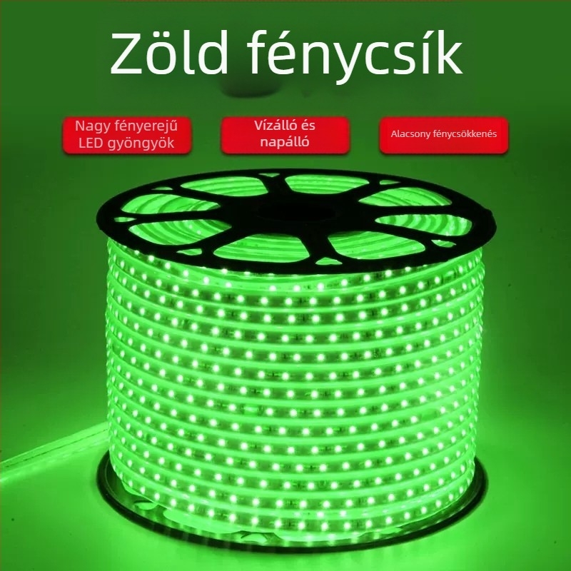 LED-szalag 120 LED 3528, Többszínű (vörös, kék, zöld, sárga), vízálló, Beltéri/kültéri hangulatvilágítás 220V