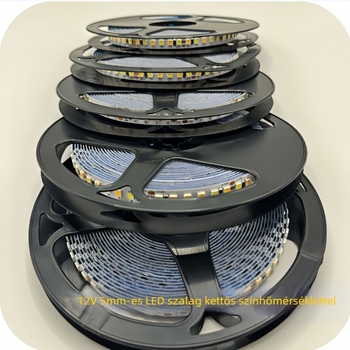 LED-szalag szekrényhez, öntapadós, kettős színű hőmérséklet és három fokozatú fényerő-szabályzás, rugalmas, 5V-12V alacsony feszültség, beltéri, modell 2835 Jingruite