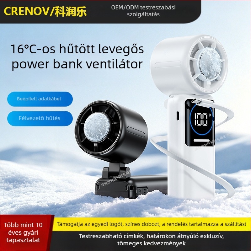 Kézi mini ventilátor hűtőpakettel, csendes, összecsukható, nyakba akasztható, asztali USB-töltés, hordozható hűtőeszköz, beépített 6000 mAh-s akkumulátor
