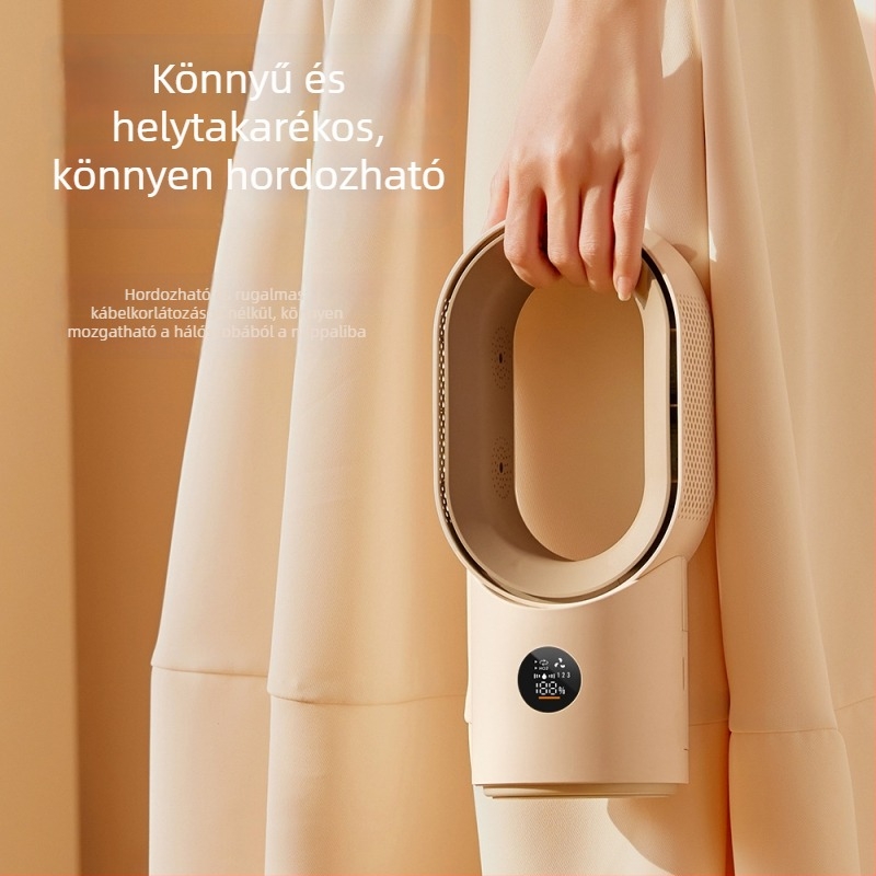 Lapát nélküli asztali ventilátor, kompakt iroda- vagy kollégiumi használatra, újratölthető, oszcilláló