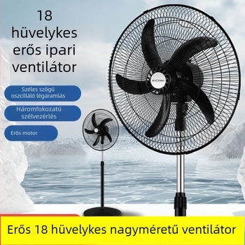 Ipari állóventilátor, erős elektromos ventilátor kereskedelmi használatra, erős légáramlat, nagy teljesítmény, oszcilláló fej, függőleges kivitel
