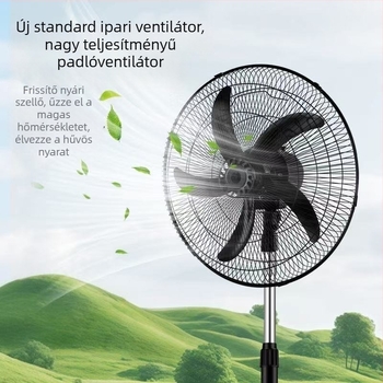 Ipari állóventilátor, erős elektromos ventilátor kereskedelmi használatra, erős légáramlat, nagy teljesítmény, oszcilláló fej, függőleges kivitel