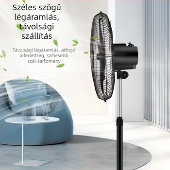 Ipari állóventilátor, erős elektromos ventilátor kereskedelmi használatra, erős légáramlat, nagy teljesítmény, oszcilláló fej, függőleges kivitel