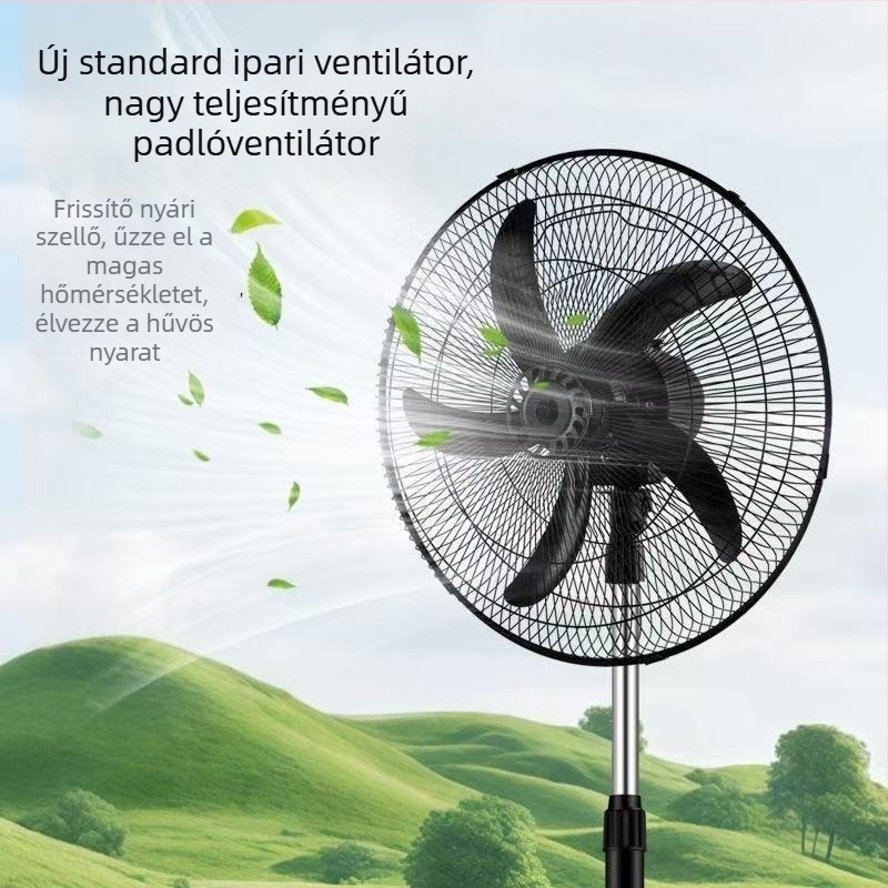 Ipari állóventilátor, erős elektromos ventilátor kereskedelmi használatra, erős légáramlat, nagy teljesítmény, oszcilláló fej, függőleges kivitel