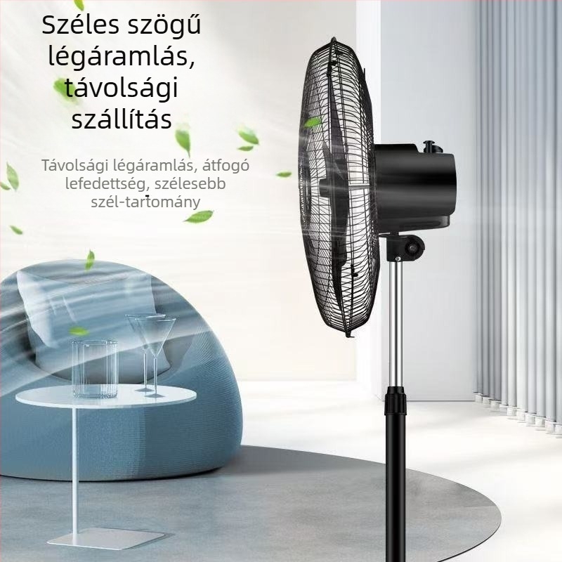 Ipari állóventilátor, erős elektromos ventilátor kereskedelmi használatra, erős légáramlat, nagy teljesítmény, oszcilláló fej, függőleges kivitel