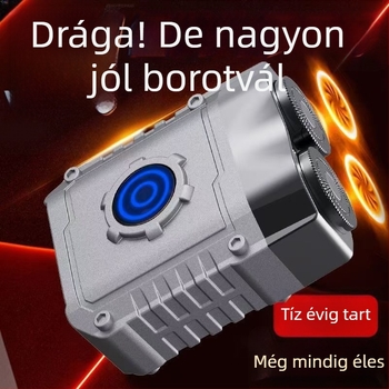Vízálló mini elektromos borotva férfiak számára, utazó méret, forgó kétfejű fej, alumíniumötvözet test, nedves/száraz használat, újratölthető