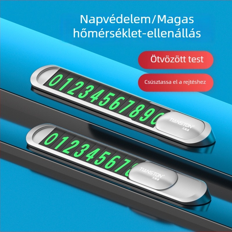 Új autó ideiglenes parkolási jel, rejtett ötvözet és telefonszámtábla