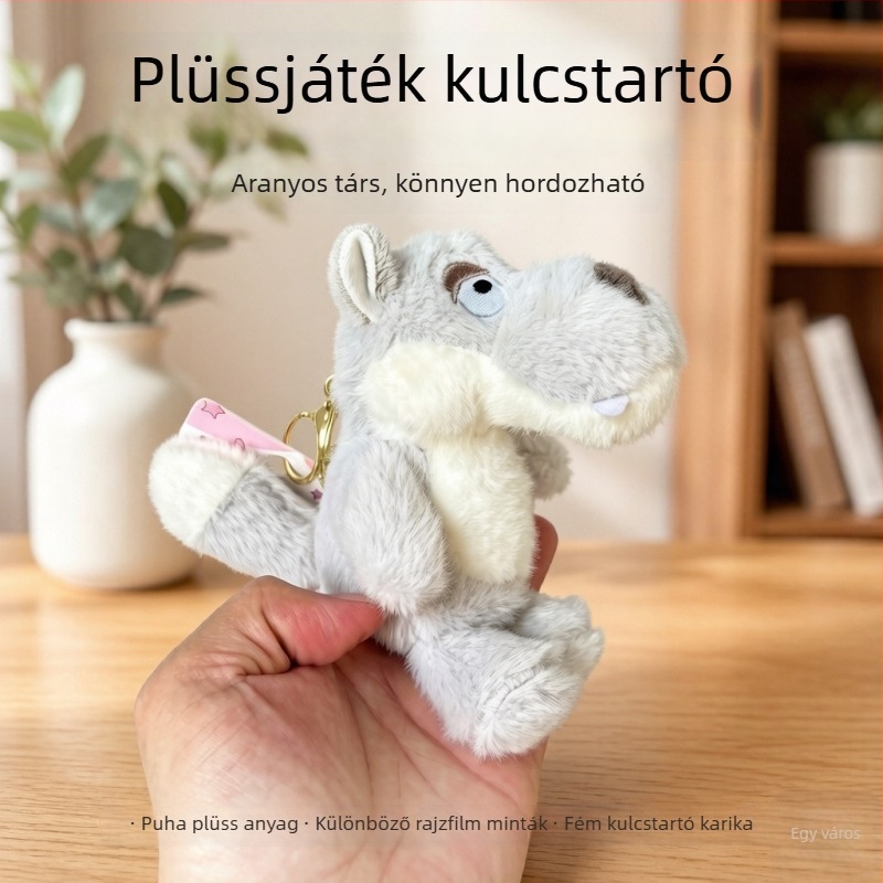 Cuki prérifarkas plüss figura medál – kis rajzfilm farkas, táskadísz és kulcstartó