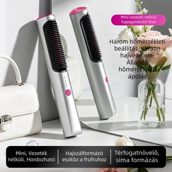Mini vezeték nélküli hajvasaló és göndörítő fésű – kettős használatú hajformázó eszköz otthoni használatra