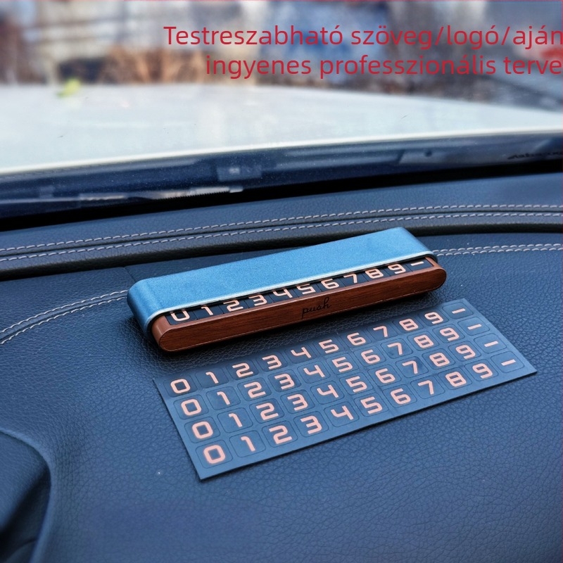 Ideiglenes parkolási számtábla autóhoz csillag alakú dizájnnal, kreatív telefonszám jel, prémium dísztárgy, testreszabható logó