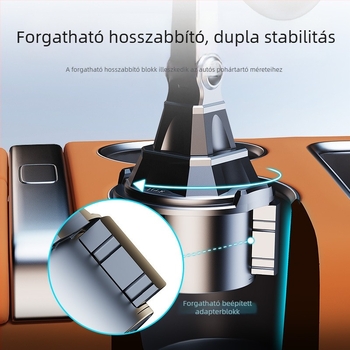 Új, kettős fejű autós pohártartó telefonhoz, állítható gömbfejű tartóval