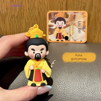 Három Királyság Liu Bei kulcstartó, rajzfilm PVC medál hátizsákhoz