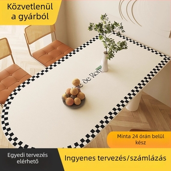 Krém színű szigetes asztalterítő-matt, félkör alakú, vízálló, olajálló, mosható, hőálló, francia luxus érzetű, ovális.