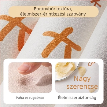 Krém színű szigetes asztalterítő-matt, félkör alakú, vízálló, olajálló, mosható, hőálló, francia luxus érzetű, ovális.