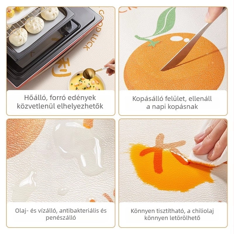Krém színű szigetes asztalterítő-matt, félkör alakú, vízálló, olajálló, mosható, hőálló, francia luxus érzetű, ovális.