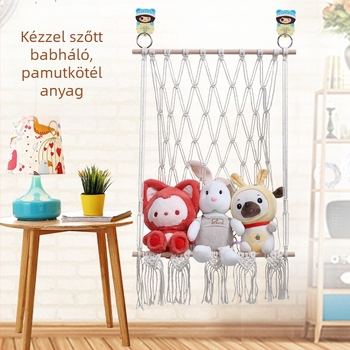 Kézzel szőtt bohemiai játékháló – függő dekoráció gyerekszobába