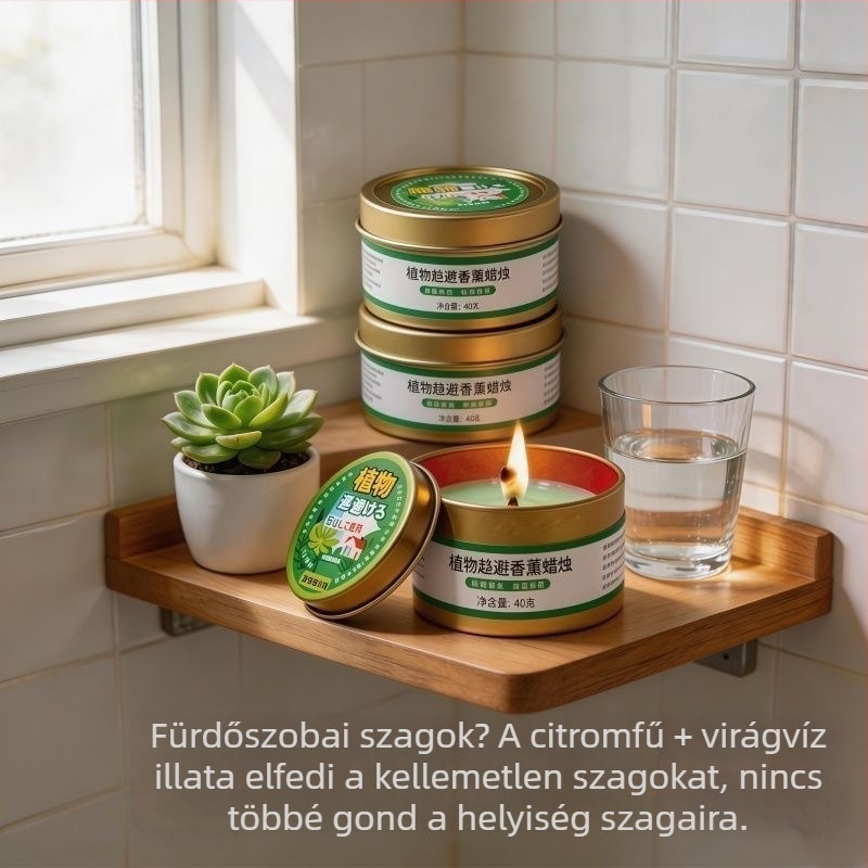 Háztartási vészhelyzeti gyertyák kártevő- és szúnyogriasztó hatással, kültéri világítás áramszünet idején, szélálló vasdoboz