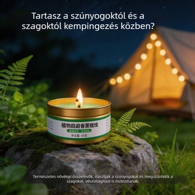 Háztartási vészhelyzeti gyertyák kártevő- és szúnyogriasztó hatással, kültéri világítás áramszünet idején, szélálló vasdoboz