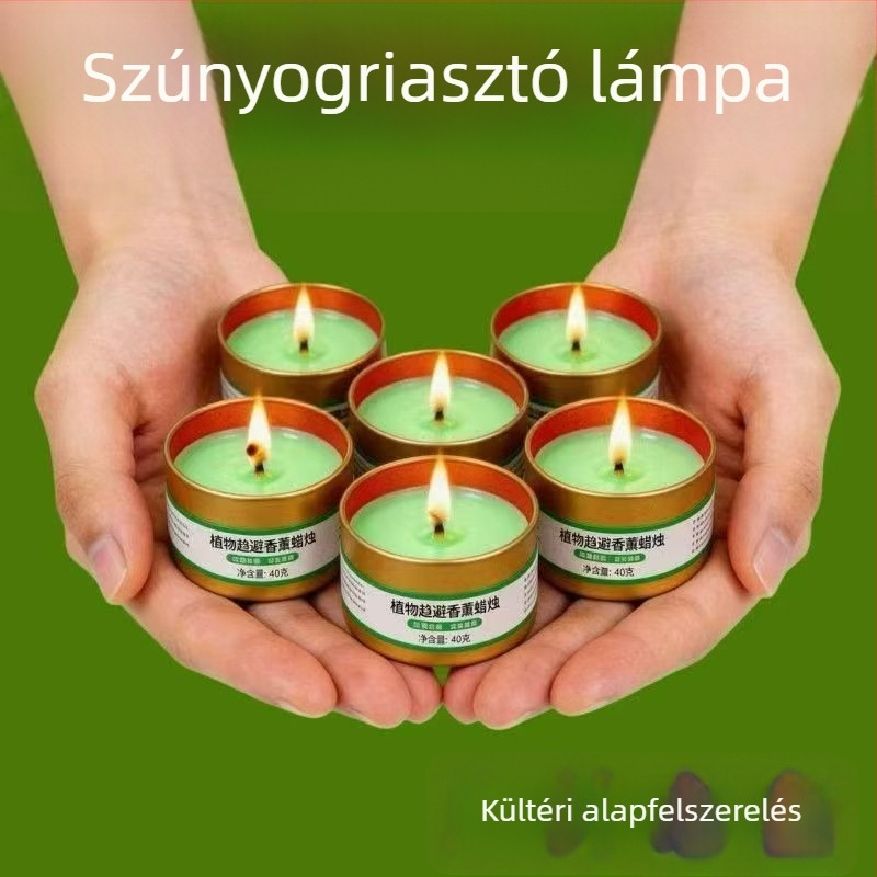 Háztartási vészhelyzeti gyertyák kártevő- és szúnyogriasztó hatással, kültéri világítás áramszünet idején, szélálló vasdoboz