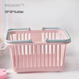 Macaron színű műanyag tárolókosár DIY kézműves anyagokhoz, hordozható leeresztő kosár