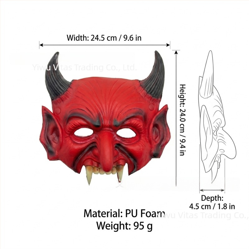 Piros szellemmaszk PU habból, Halloween és Mardi Gras jelmezekhez
