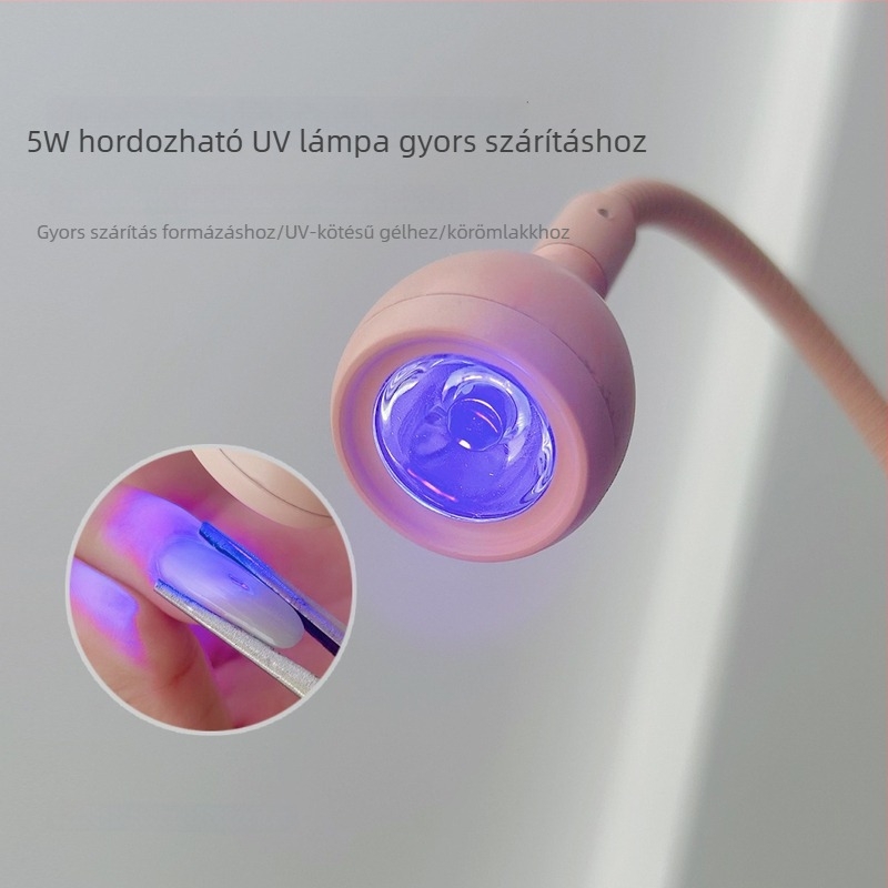 Pedálos manikűr lámpa klippel a körömlakk matricák kéz nélküli felhelyezéséhez, kompakt, hordozható gyorsszárító géllakk-lámpa