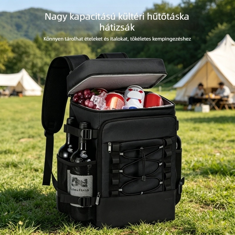 Szigetelt hátizsák hűtő a kempingezéshez, 20-35 L, szivárgásmentes rekesz, uniszex