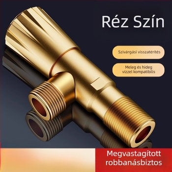 Rozsdamentes acél háromutas szögletes szelep forró és hideg vízhez, egy bemenet és két kimenet