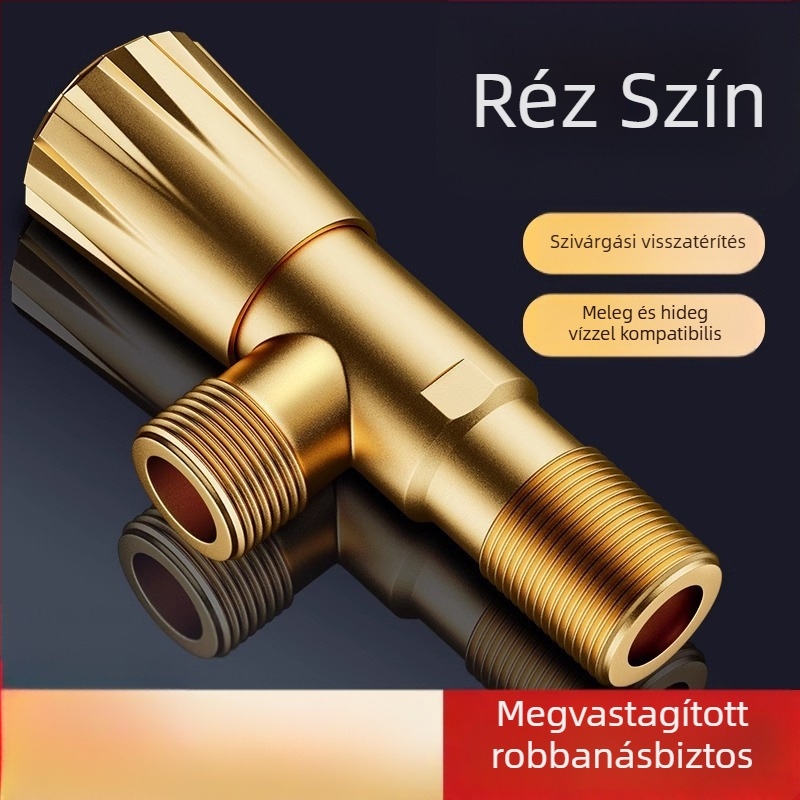 Rozsdamentes acél háromutas szögletes szelep forró és hideg vízhez, egy bemenet és két kimenet