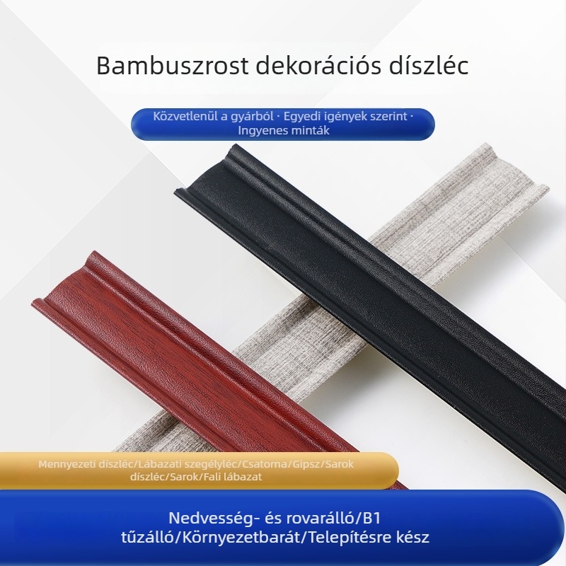 20x20 mm belső sarok dekoratív profil keretekhez, bambusz-fa rostból, díszes sáv