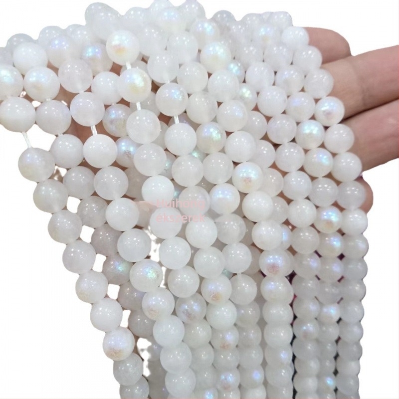 Természetes labradorit holdkő gyöngyök, 8 mm kerekek, DIY ékszer készítéséhez – félkész kiegészítők