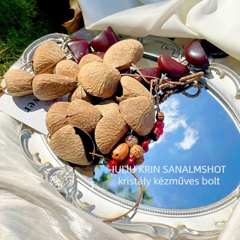 DIY készlet természetes gyümölcshéjból készült szélcsengőhöz, kézzel készített medálokkal és kiegészítőkkel