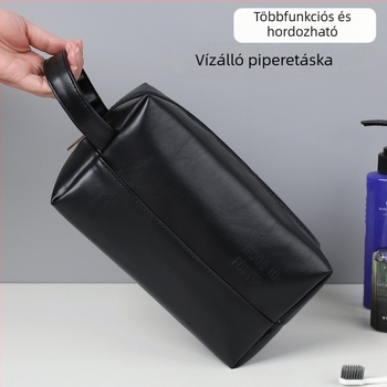 PU vízálló négyszögletes tisztálkodó- és kozmetikai táska, fogantyúval, utazáshoz