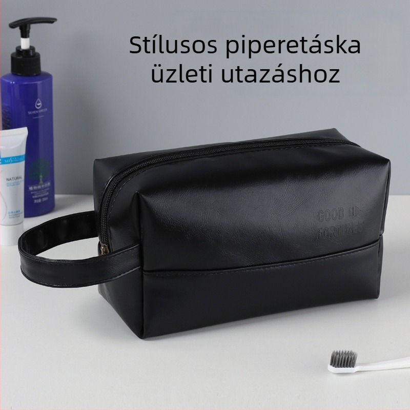 PU vízálló négyszögletes tisztálkodó- és kozmetikai táska, fogantyúval, utazáshoz