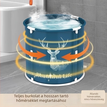Összecsukható fürdőkáda szerelés nélkül, egy érintésre történő tárolással, felnőttek és gyerekek számára, vastag falú, nagy kapacitású