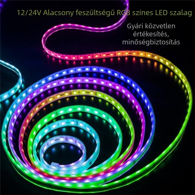 RGB színváltós kültéri LED feliratcsík folyóvíz effektussal, 60–96 LED, 12/24V, távirányító és alkalmazásvezérléssel