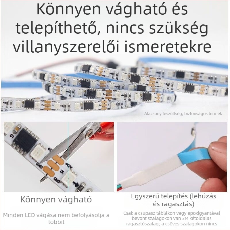 RGB színváltós kültéri LED feliratcsík folyóvíz effektussal, 60–96 LED, 12/24V, távirányító és alkalmazásvezérléssel
