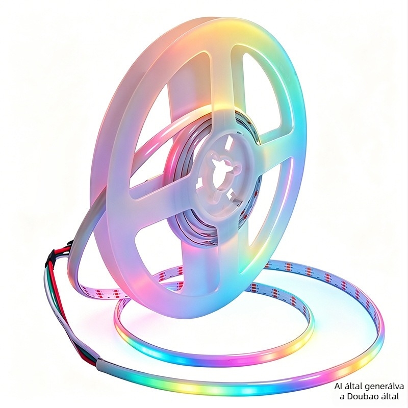 5 mm széles COB RGB LED-szalag, 576 LED/m, 12V, 14W/m, dimmelhető, távirányítóval, beltéri világítás
