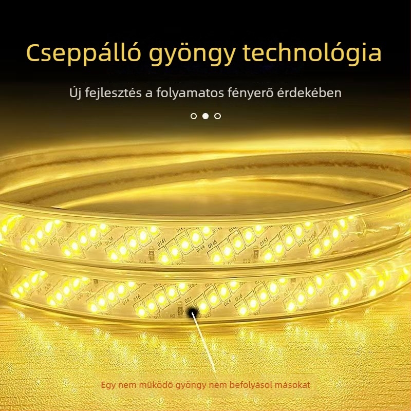 220V vízálló LED-szalag, 320 LED-del, nagy fényerő, öt sornyi diagonális elrendezés, beltéri világítás