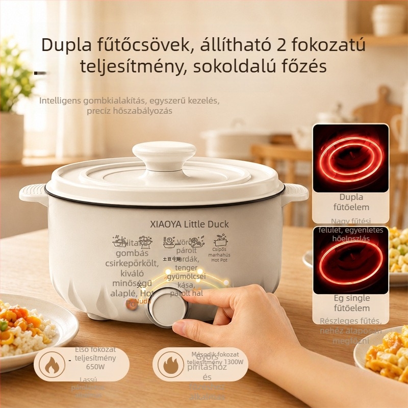 Tapadásmentes elektromos wok és fazék, mindent egyben, nagy kapacitású 4–5 L, gőzöléshez, főzéshez és sütéshez