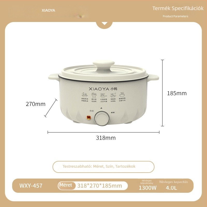 Tapadásmentes elektromos wok és fazék, mindent egyben, nagy kapacitású 4–5 L, gőzöléshez, főzéshez és sütéshez
