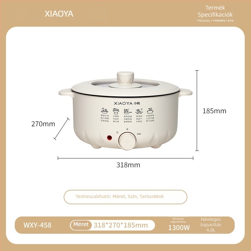 Tapadásmentes elektromos wok és fazék, mindent egyben, nagy kapacitású 4–5 L, gőzöléshez, főzéshez és sütéshez