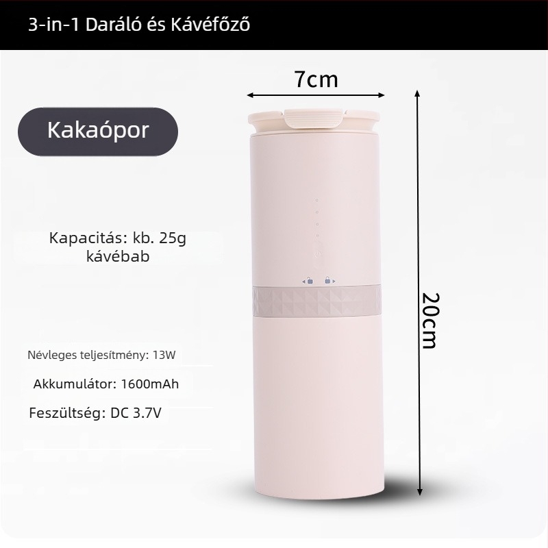 Kompakt 3-in-1 elektromos kávéfőző automata darálóval – hordozható otthoni használatra