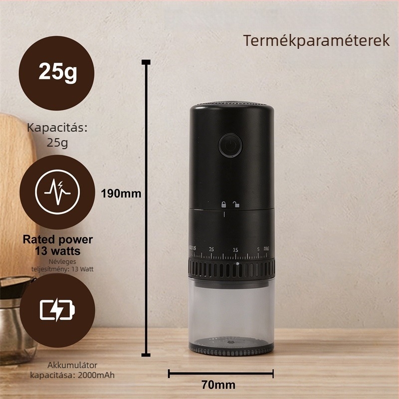 Kompakt hordozható otthoni automata kávéfőző és kis kávédaráló